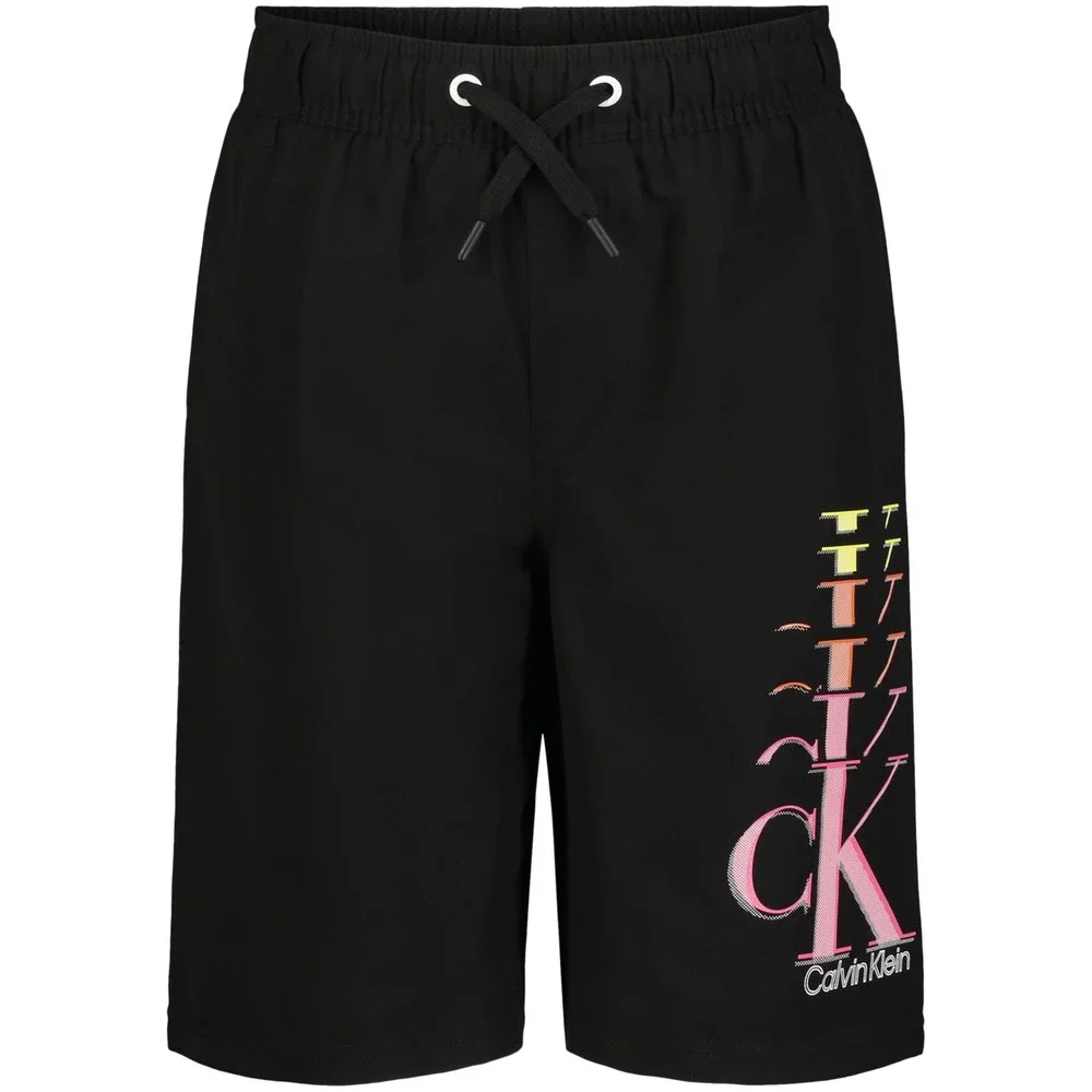 Calvin Klein Big‎ Boys Ombre Logo Swim Trunks - Black - Size Small